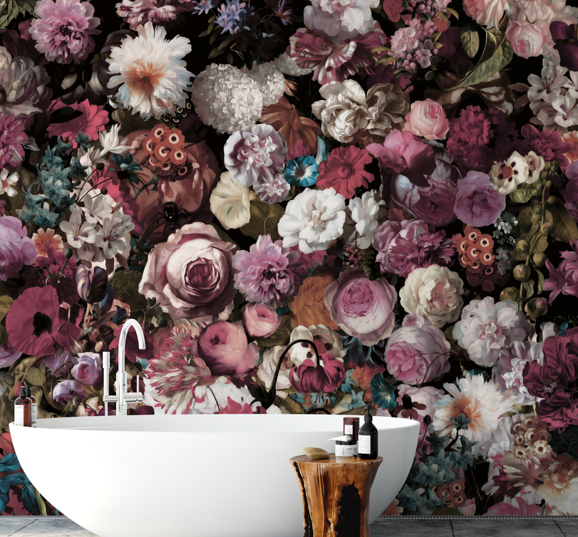 Large Purple Flower Wallpaper Wall Decals Wall Art Print Mural Home De   IDecoRoom
